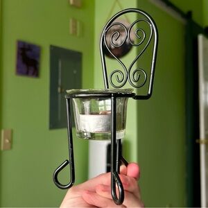 VTG Metal Dainty Chair Heart Carved Figural Tealight Candle Holder Accent Art